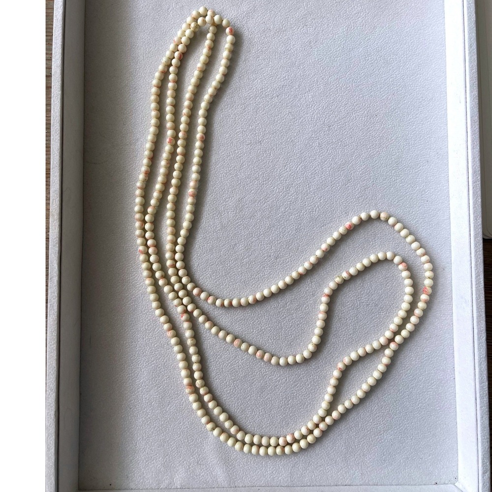 VTG Natural Angel Skin Coral Necklace Continuous Strand 64" Pink White Coral 77g - Picture 2 of 5